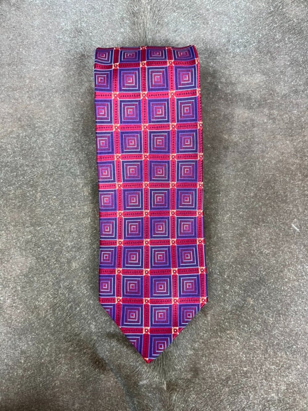Ermenegildo Zegna Geometric Silk Tie Cubes Made in Italy